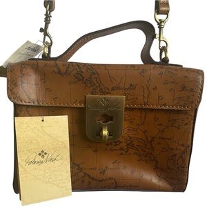 Patricia Nash Riot Rust Leather signature Map Print Crossbody NWT ***